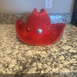 Red Cowboy Hat with Heart Accents